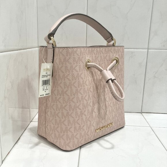 NWT MICHAEL KORS SURI BUCKET DRAWSTRING CROSSBODY BAG SIGNATURE BLUSH - Picture 4 of 12